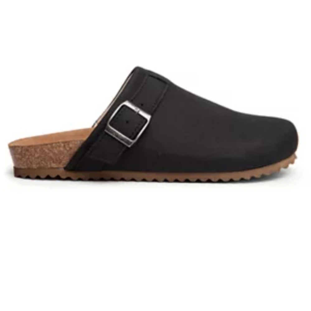 NEW Crown & Ivy Shoes Clogs Slip on Faux Suede Mules Black Womens size 7.5M Iris